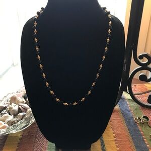 Vintage Black Onyx Beaded Necklace IWI/14K